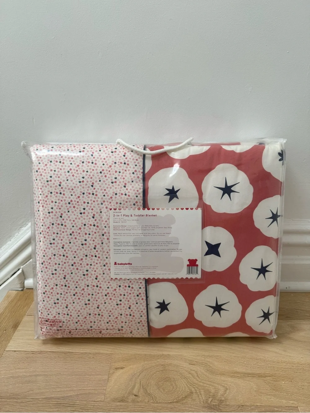 babyleto 2-in-1 Play & Toddler Blanket - Pink Floral Reversible